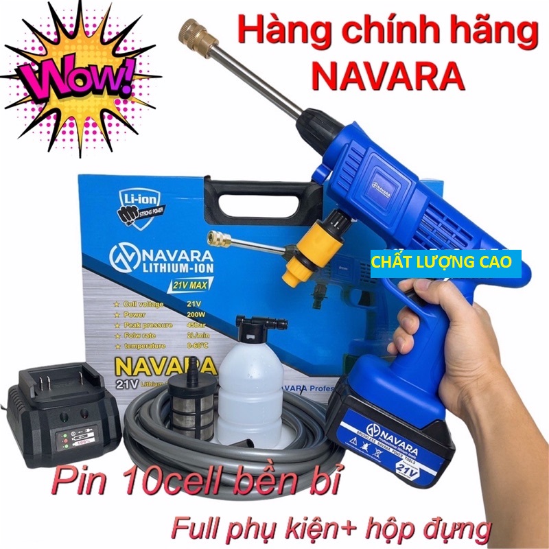 Máy xịt rửa xe gia đình dùng pin 21V NAVARA tiện dụng, rửa điều hòa, tưới cây