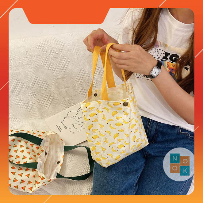 [HCM]Siêu xinh Túi tote mini Canvas hình trái chuối chất cotton