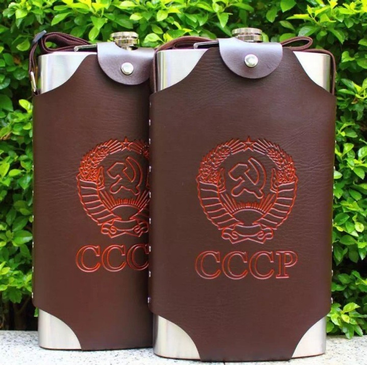 Bình tông cccp đựng rượu inox và bao da 2l 1000000842