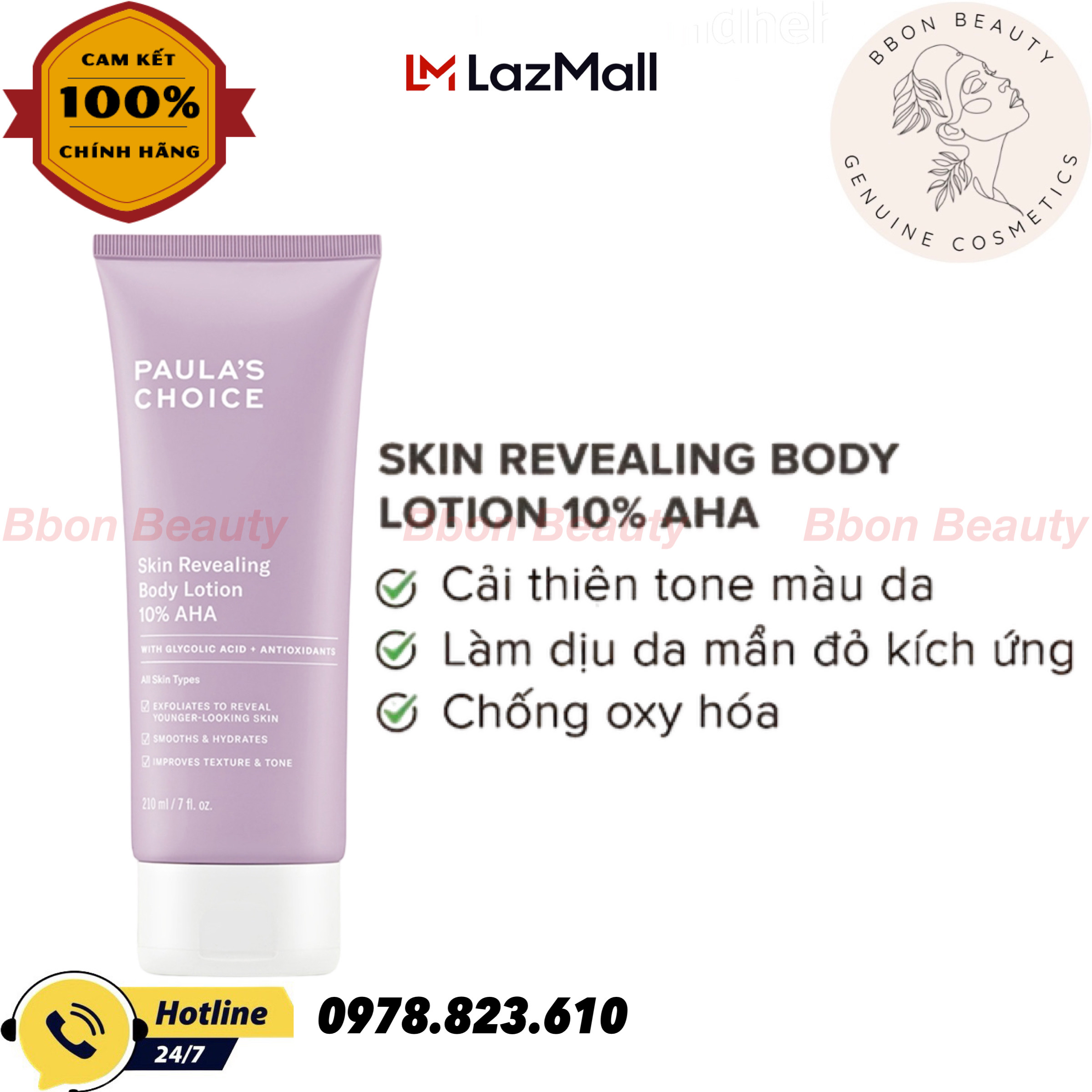Kem dưỡng thể làm sáng da skin revealing body lotion 10% aha 210ml - bbon beauty chính hãng