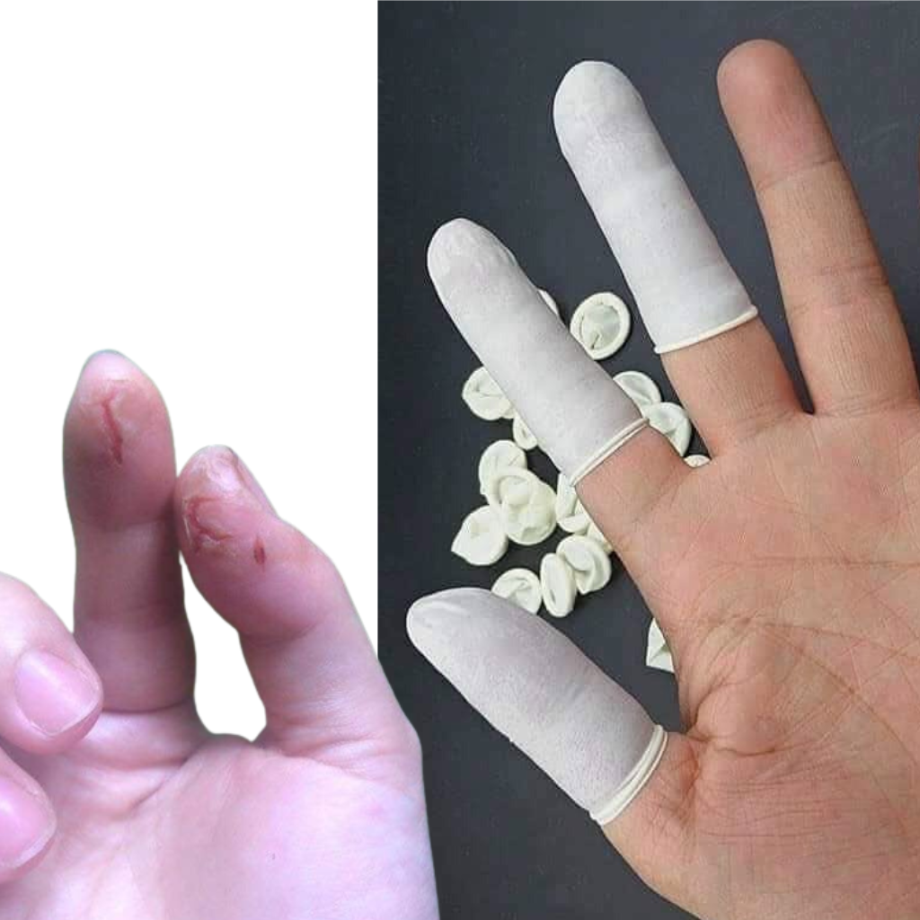 Bao tay sỏ ngón làm móng nail , Găng tay bao ngón cao su giúp tay không bị đau rát nứt nẻ , bịch 100 chiếc
