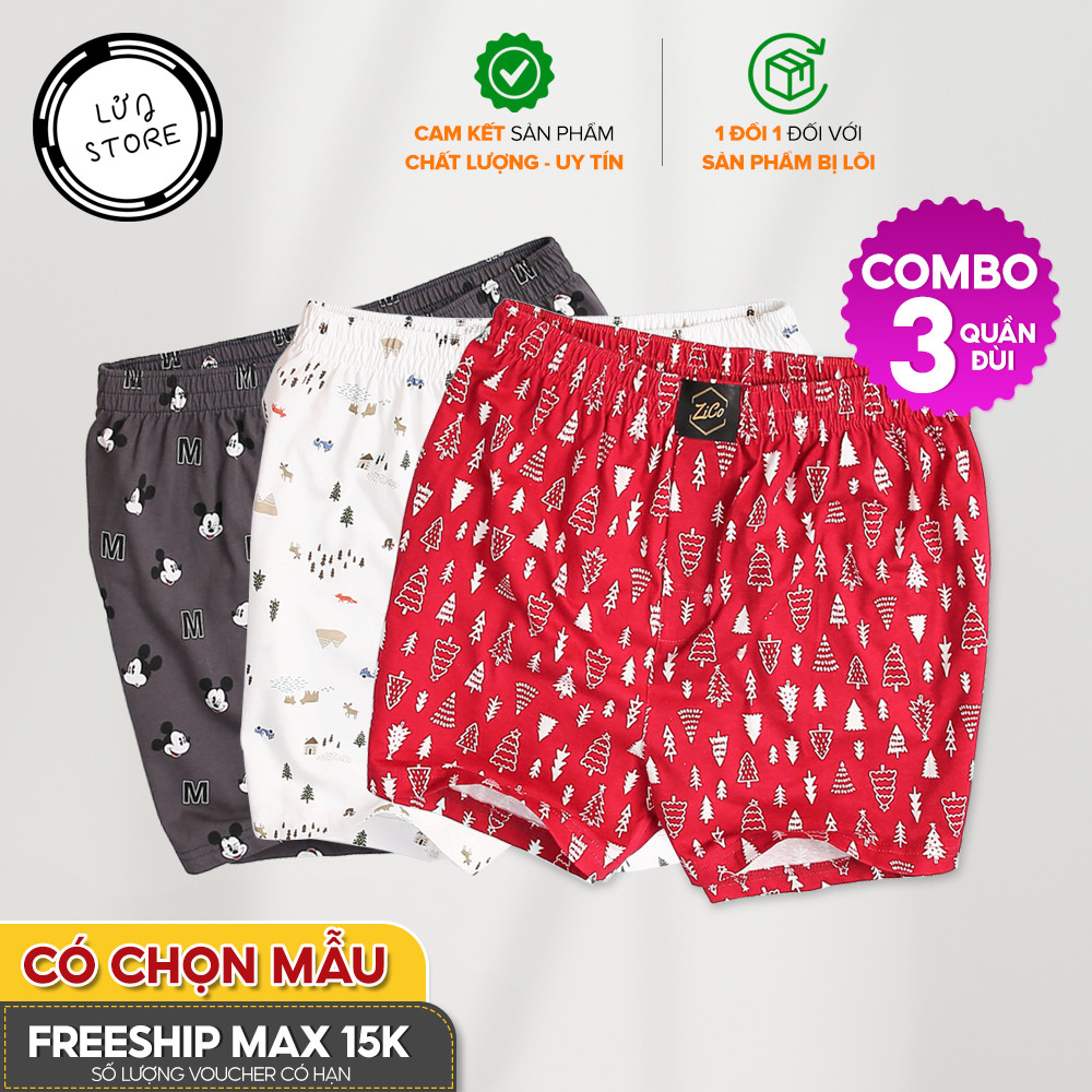 Combo 3 quần ngắn nam mặc nhà thun cotton thoáng mát LỬNG STORE