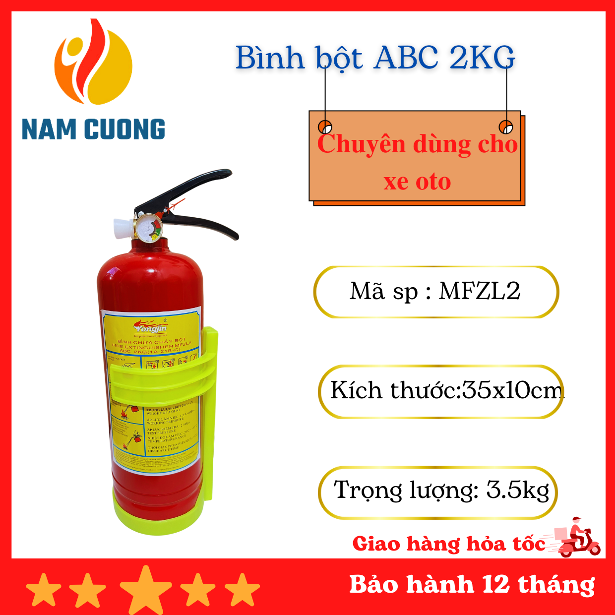 Bình chữa cháy otô và xe tải / bình cứu hỏa bột abc 2kg mfzl2