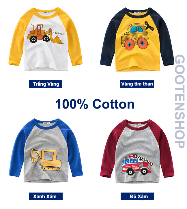 [CHÍNH HÃNG 27KIDS]  Áo thun bé trai dài tay hãng 27KIDS in hình dễ thương cho bé chất cotton AD3