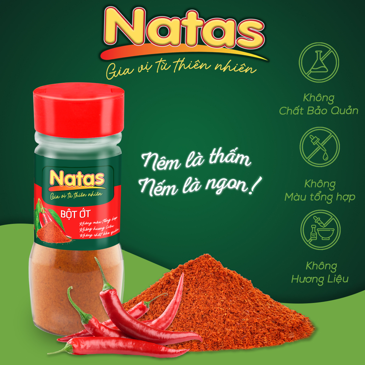 Bột ớt natas gia vị tiện dụng