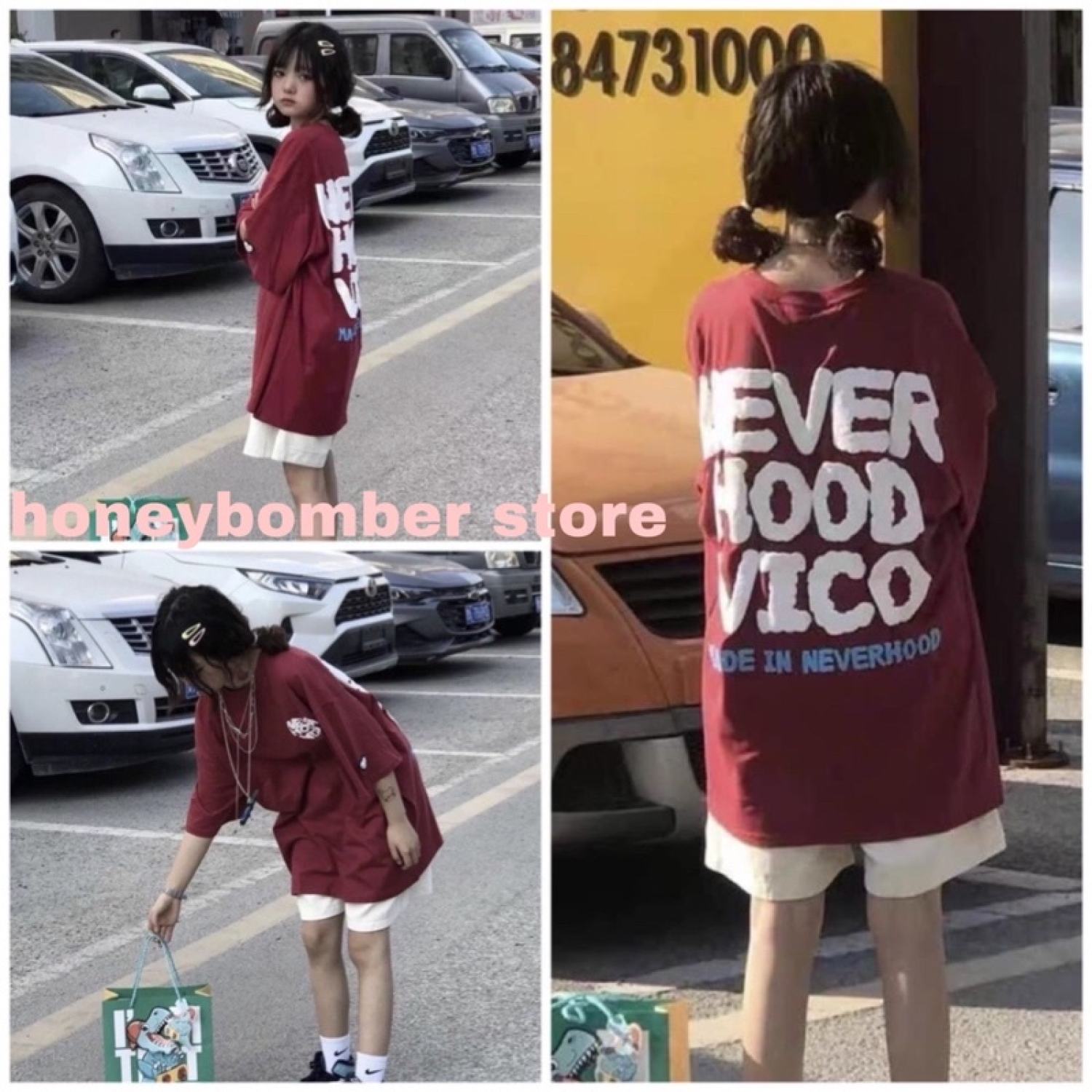 Set đồ neverhood vico đỏ cá tính🌸 set đồ bộ unisex nữ dễ thương ulzzang🌸