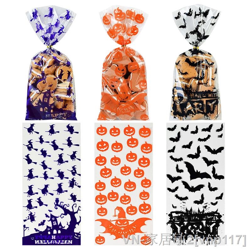 【CC】卍  50pcs Hallwoeen Skull Cat Bag Transparent Cellophane  Food Pack Bags Decor