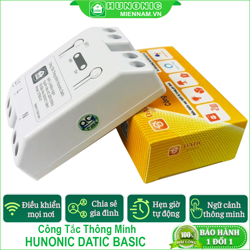 Công Tắc Thông Minh Hunonic Datic Basic, Điều Khiển Từ Xa, Hẹn Giờ Tắt/Bật, Dễ Lắp Đặt, Có Nút Cơ