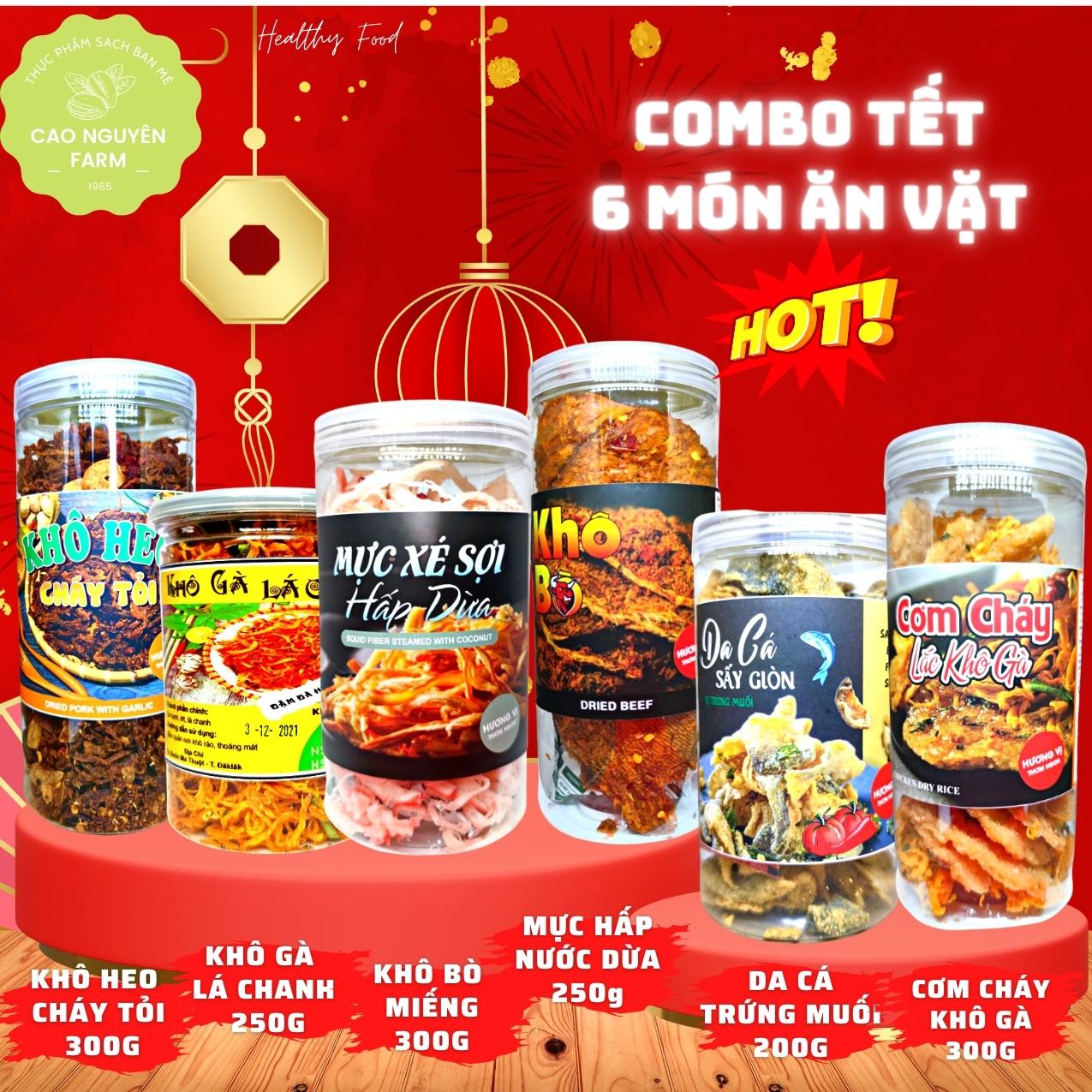 Combo sản phẩm tết, set quà tết, quà tặng, sản phẩm ăn tết khô, mứt, hạt dưa, hạt hướng dương, bánh, mứt tết, sản phẩm chất lượng, ăn vặt tết cực hot _ Cao Nguyên Farm