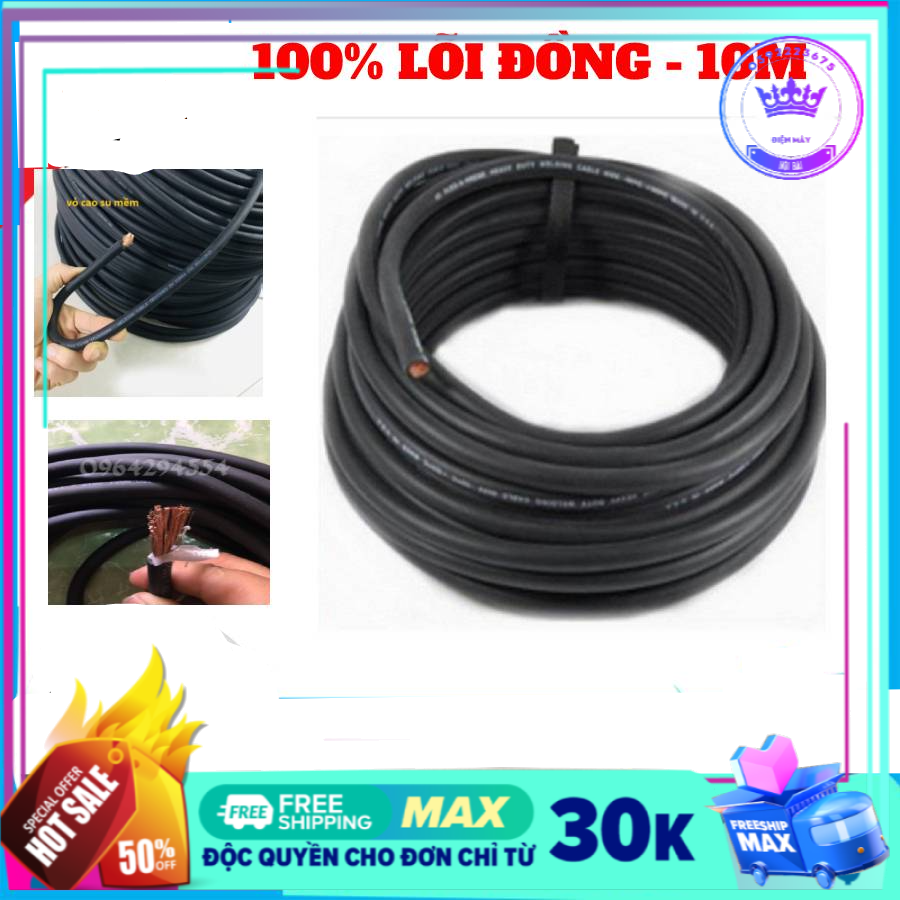 10 mét dây hàn 16, dây cáp hàn dùng cho máy hàn, dây cáp hàn quốc, máy hàn điện tử, cáp hàn điện, cáp hàn, dây hàn