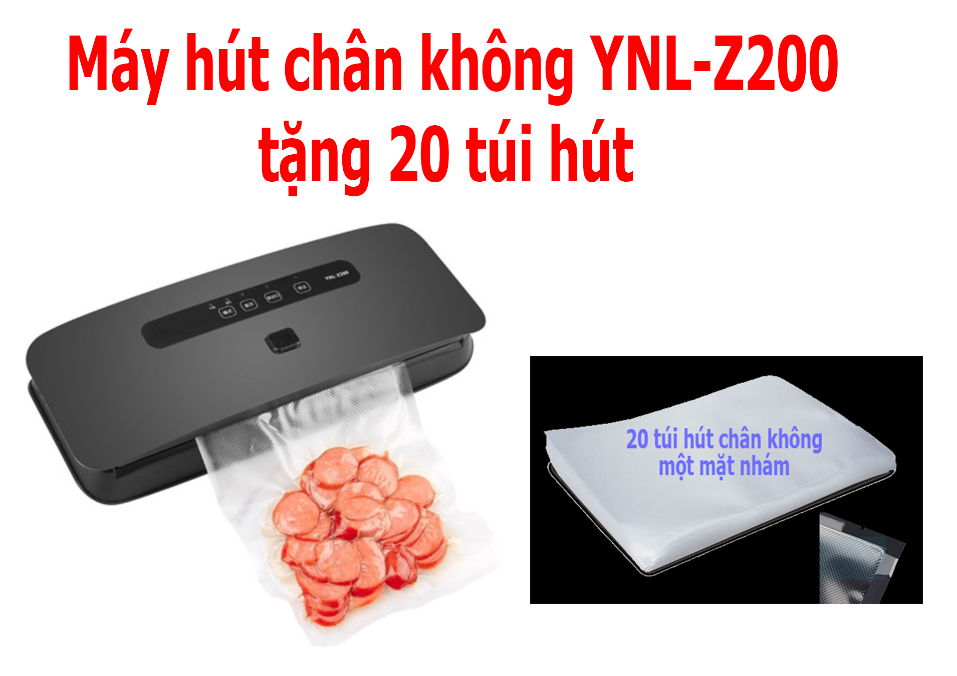 [HCM]Máy hút chân không YNLZ200 màu ĐEN tặng 20 túi hút chân không