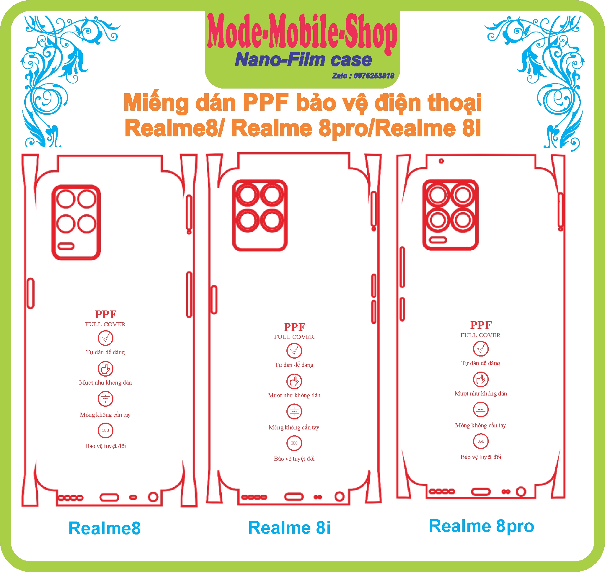 Miếng dán ppf bảo vệ điện thoại realme8/relame 8 pro