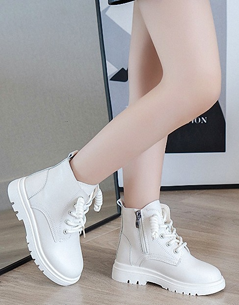 Giày bốt bé gái Giày cao cổ bé gái khóa kéo phá cách, tôn dáng, đế mềm, Phong Cách Hàn Quốc BC38