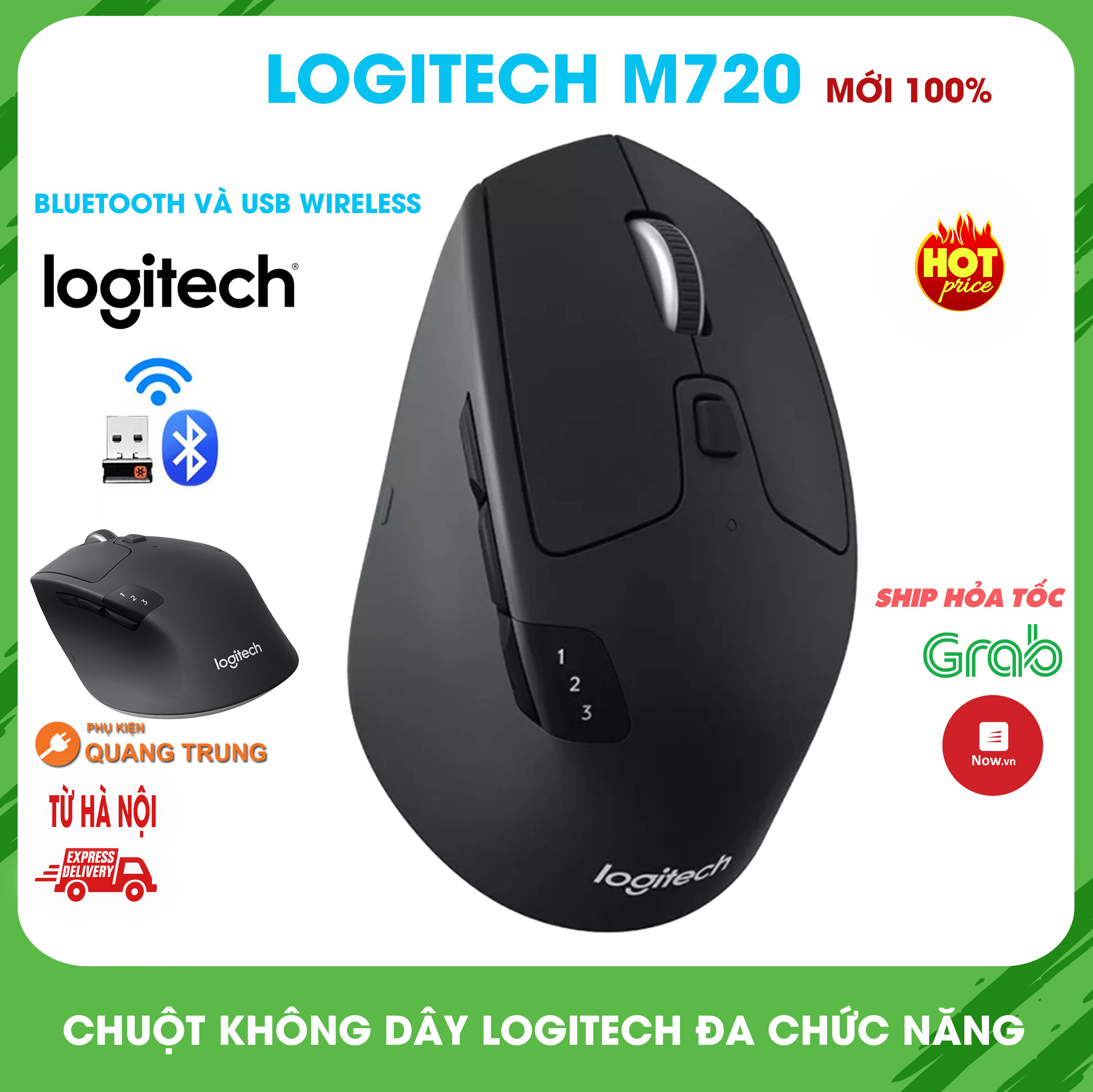 Chuột máy tính không dây Logitech M720 màu đen,hỗ trợ usb không dây và bluetooth
