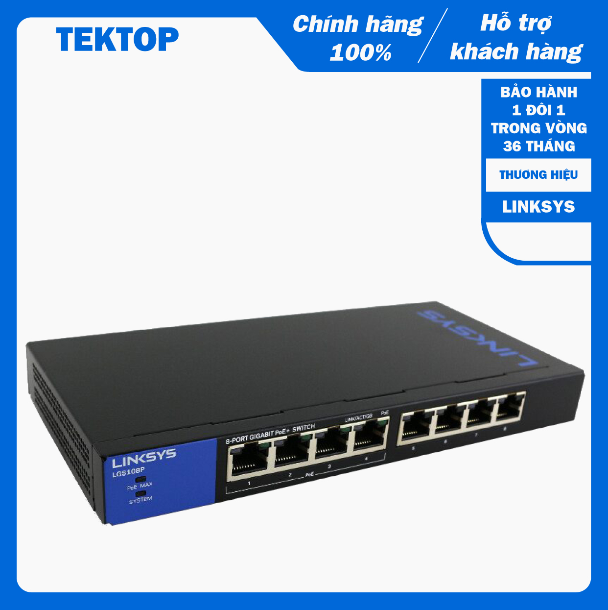 Bộ chia tín hiệu 8 cổng gigabit trong đó có 4 cổng poe linksys lgs108p