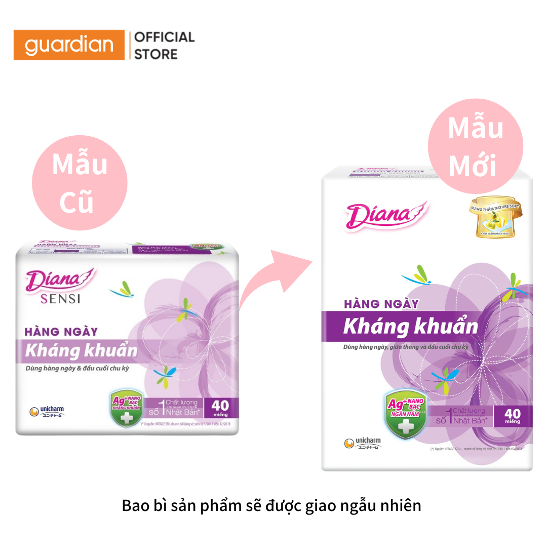 Băng Vệ Sinh Hàng Ngày Sạch Khuẩn Sensi Diana 40 Miếng