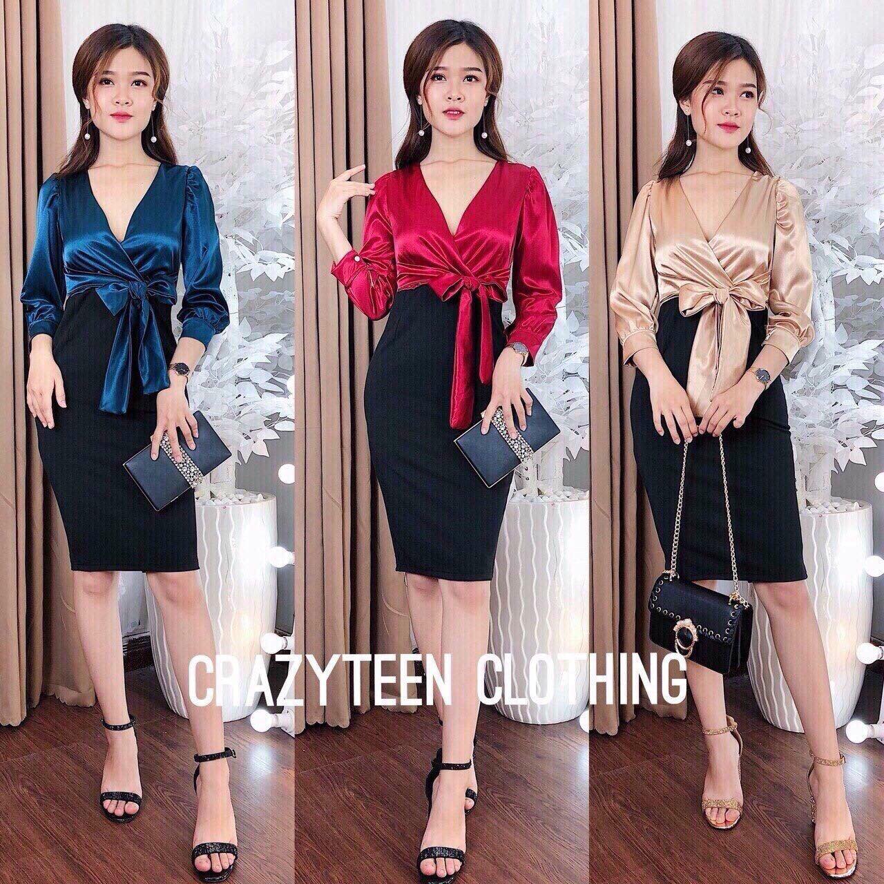 HOT Đầm body phối phi lụa sang chảnh