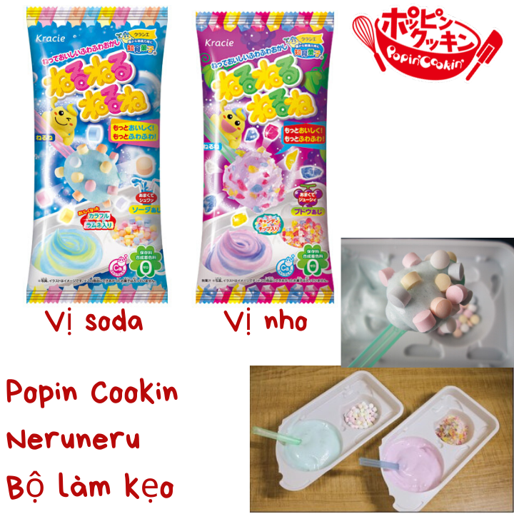 Popin cookin Bộ làm kẹo vị nho/soda  Neru Neru - Đồ chơi giáo dục Nhật Bản