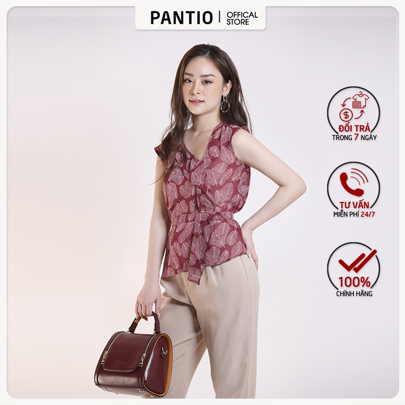 Áo sơ mi chất liệu voan đai bo eo dáng suông fas52165- pantio