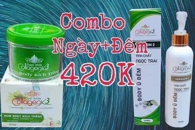 Combo Trắng Da Body Collagen X3