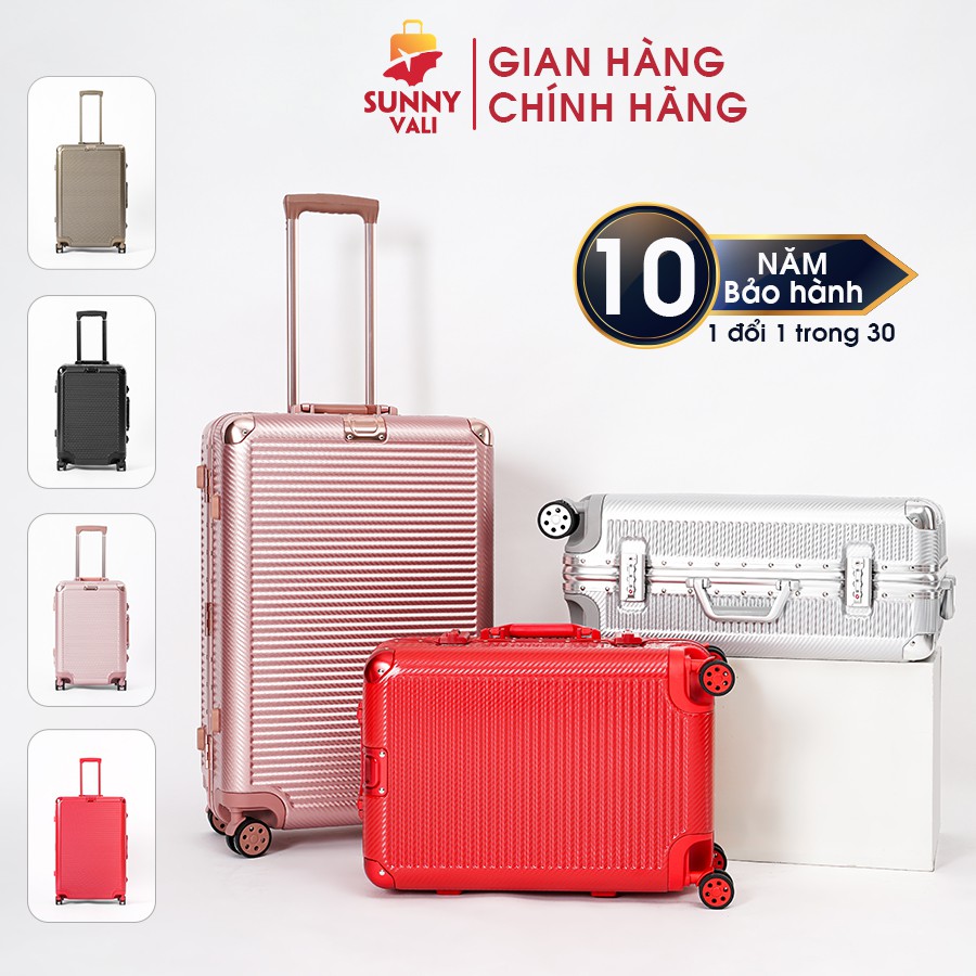 Vali kéo du lịch SUNNY RIO821 KHUNG NHÔM - khóa sập, bề mặt vân nhám, khóa TSA hải quan