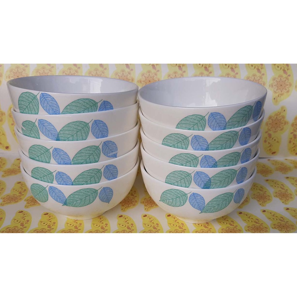 Bộ 08 cái bát cơm , hoa lá xanh, đường kính 11cm