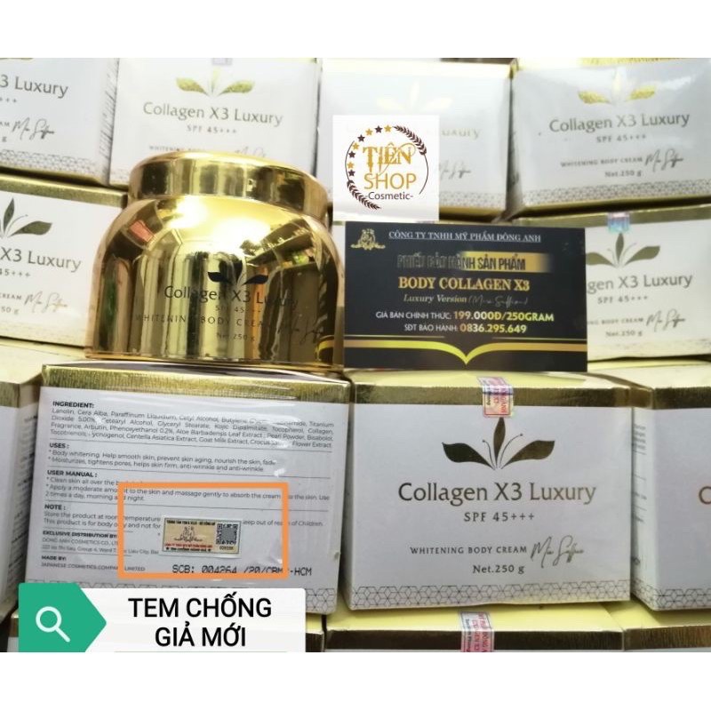 Kem body siêu trắng collagen x3 luxury
