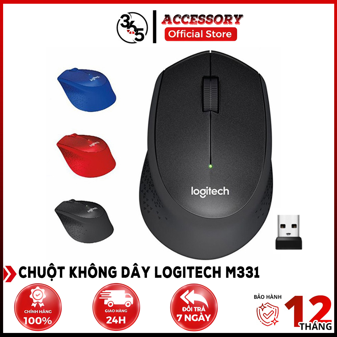 Chuột không dây logitech m331 silent thiết kế nhỏ gọn giảm tiếng ồn dễ sử dụng - bảo hành 12 tháng