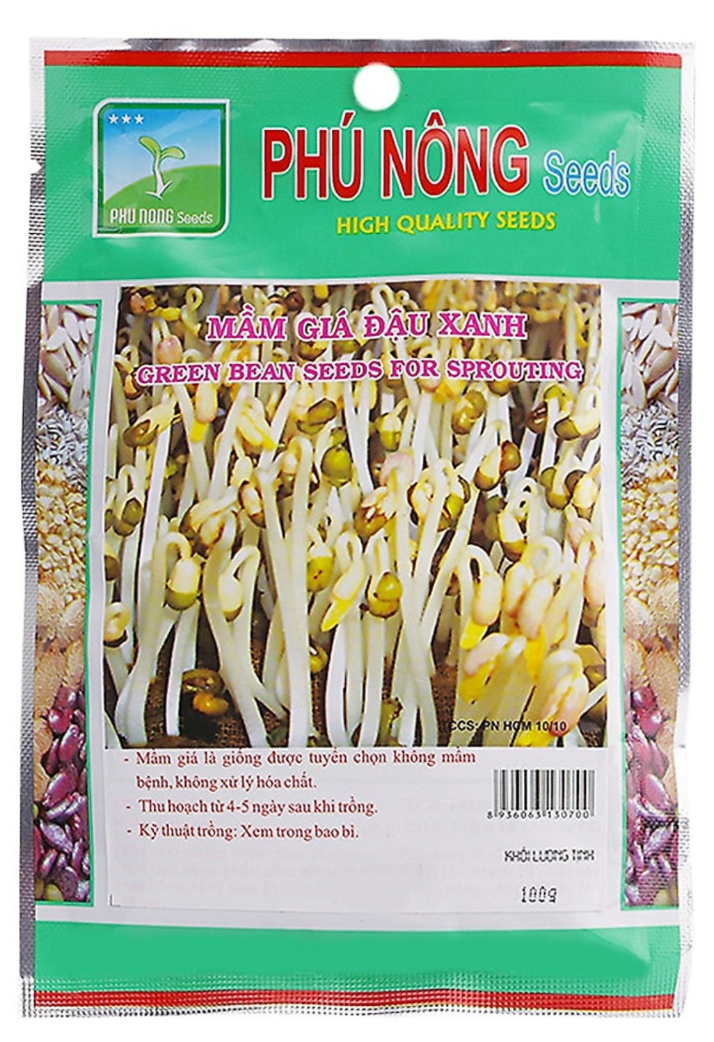 Hạt giống mầm giá đâu xanh phú nông - 100gr - mầm giá đỗ xanh - đậu xanh làm giá