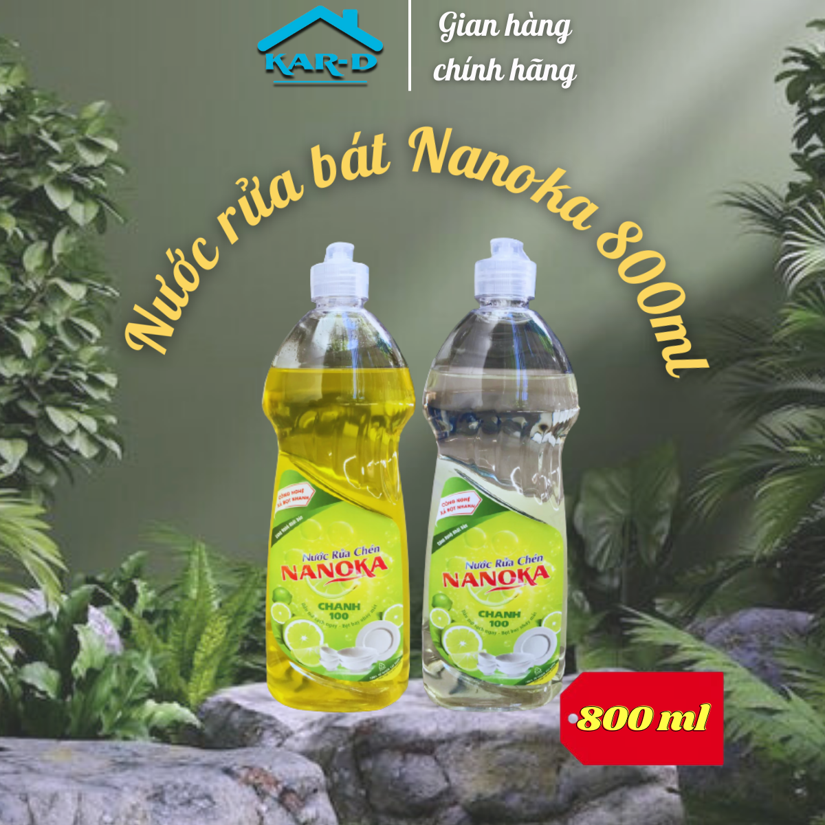 Nước rửa chén bát hương chanh Nanoka 800ml - Hàng Chính Hãng