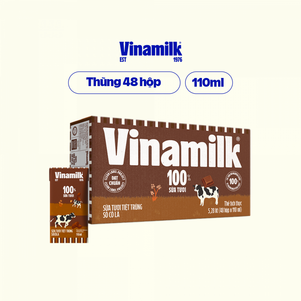 Thùng 48 hộp sữa tươi Vinamilk 100 socola 110ml