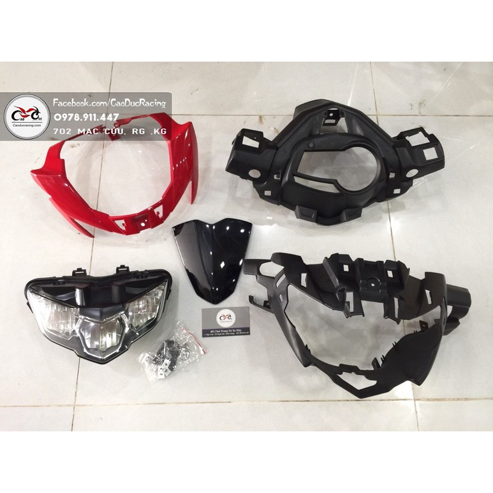 BỘ ĐẦU ĐÈN EX150 2019 GẮN CHO 2015 - MÀU ĐỎ