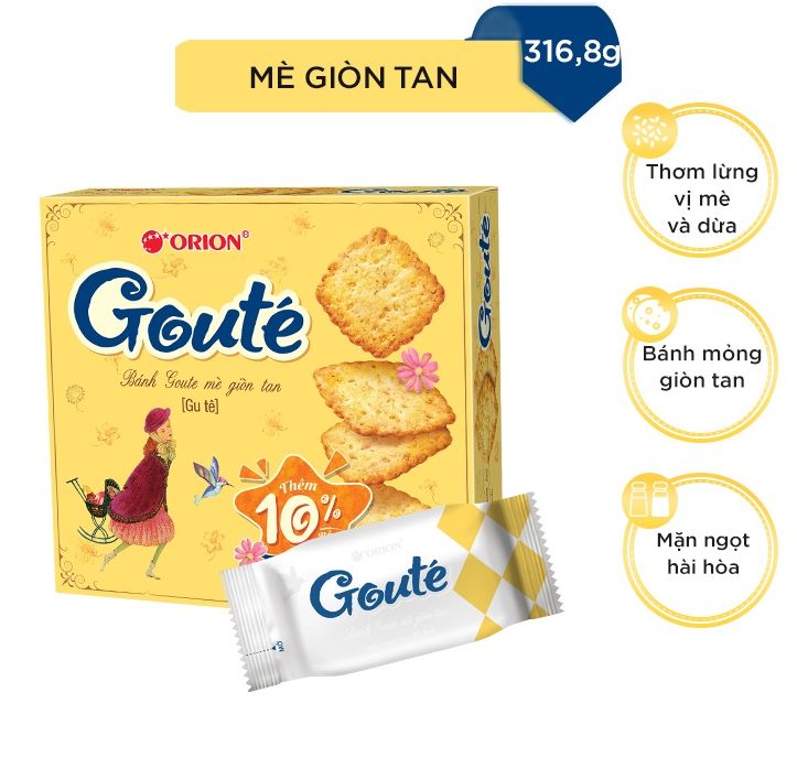Hộp 8 gói bánh Orion Goute mè giòn tan