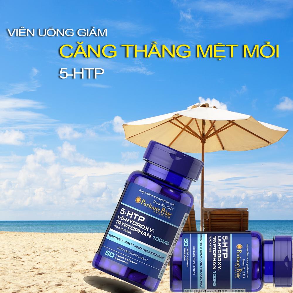 Viên uống Giảm căng thẳng, mệt mỏi, stress 5-HTP Griffonia Simplicifolia 100mg Puritan's Pride