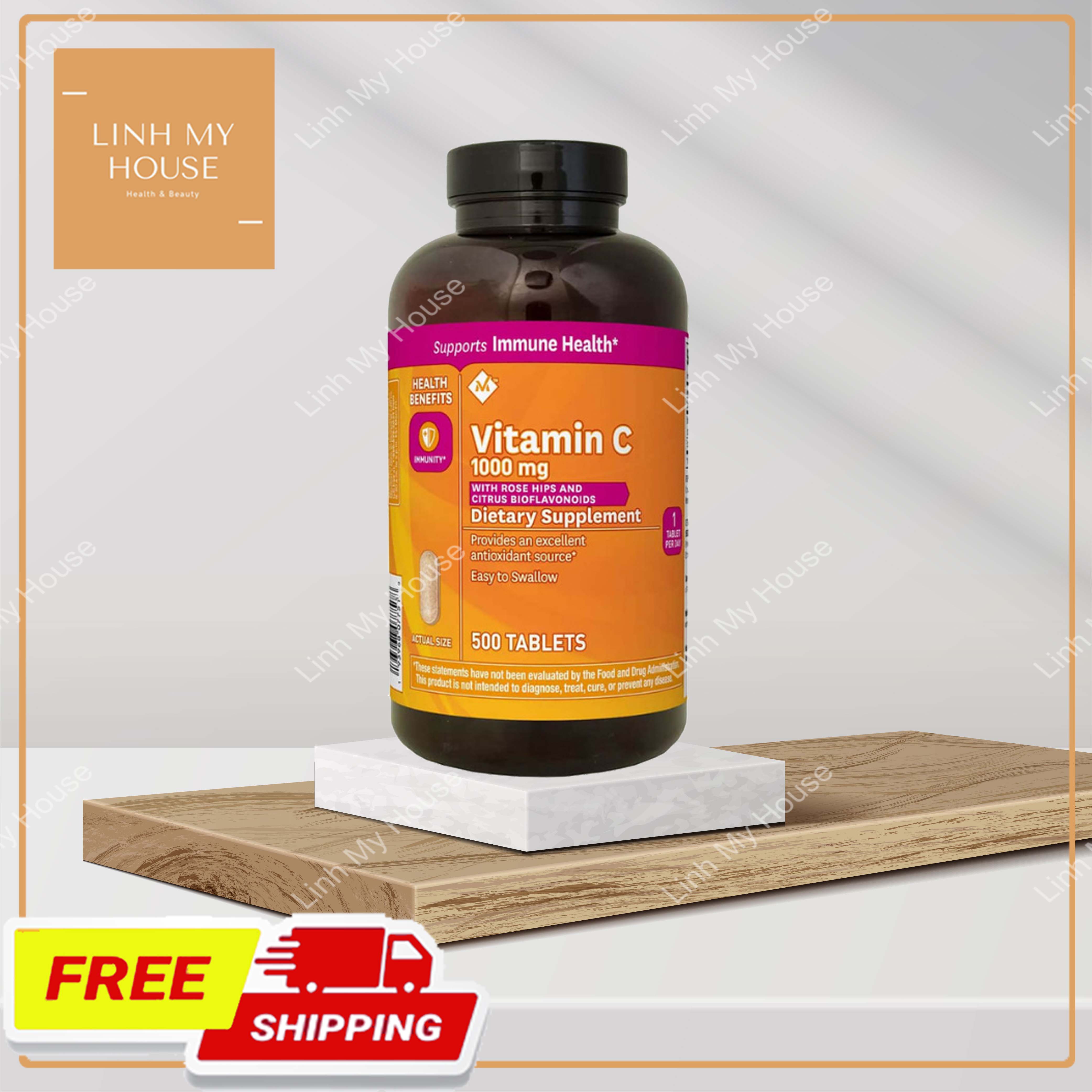 Vitamin C viên bổ sung vitamin c Member’s Mark Vitamin C Natural With Rose Hips 1000mg 500 viên