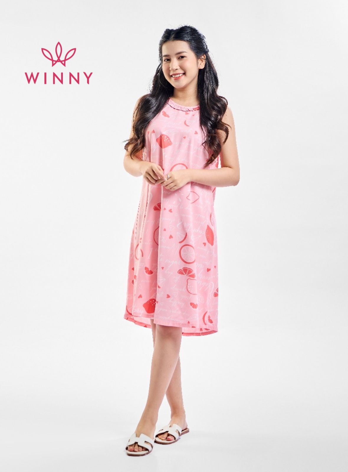 Winny - bộ đồ lanh váy hai dây váy ngủ 2mnla23053v