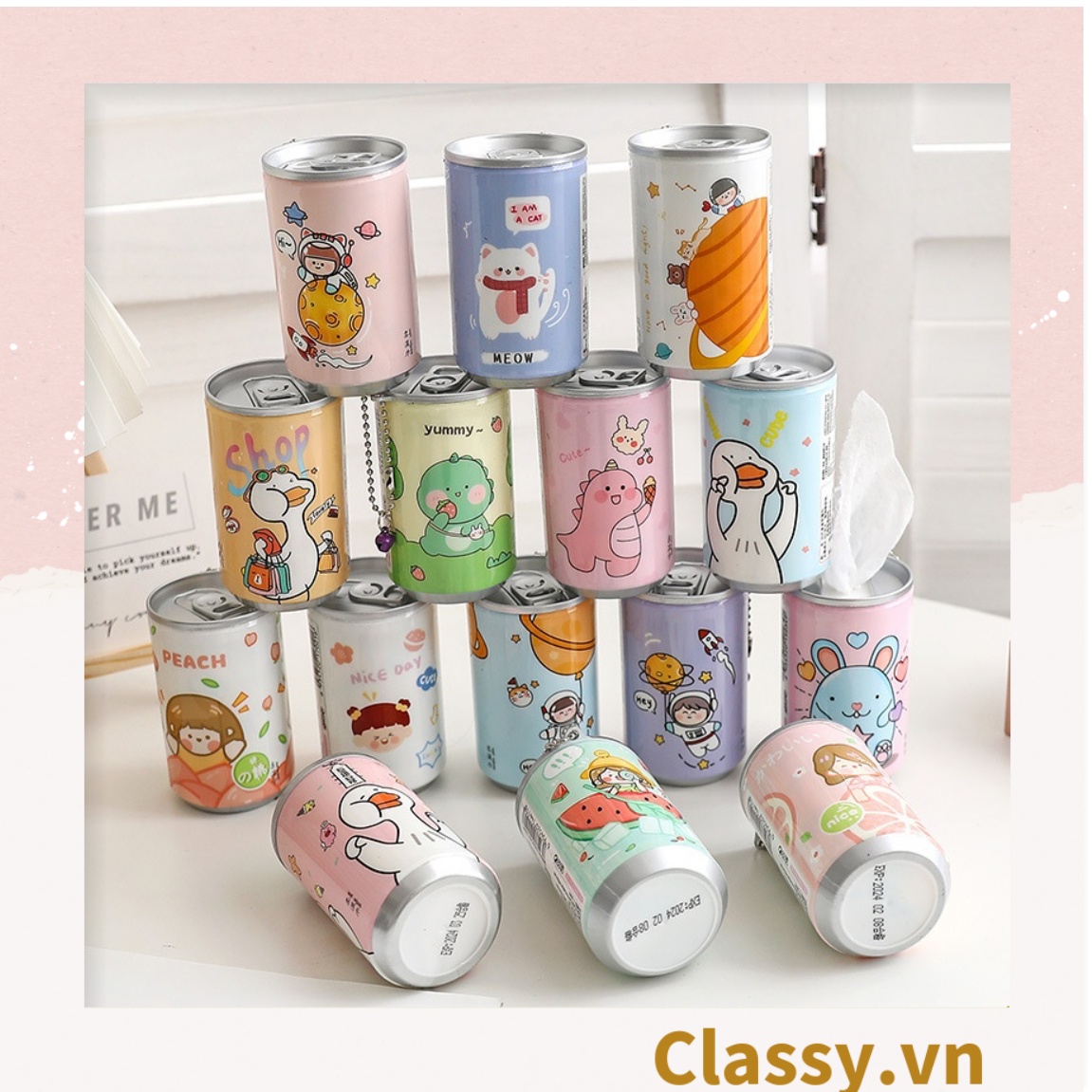 Classy Hộp khăn giấy ướt Sáng tạo Mini Carry hình lon Coca Cola hình dễ thương hộp 30 miếng PK618