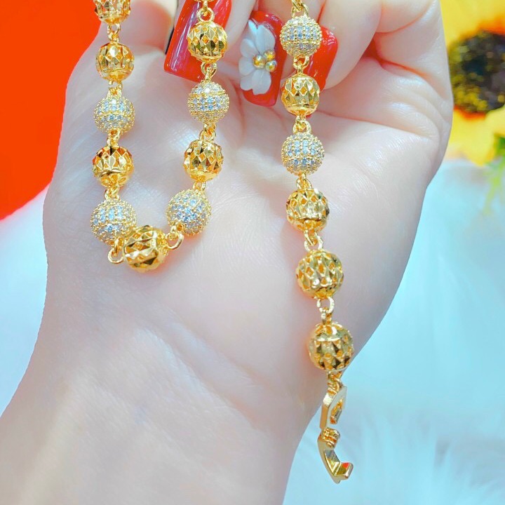 Lắc tay bi tròn mạ vàng 18k cực xinh
