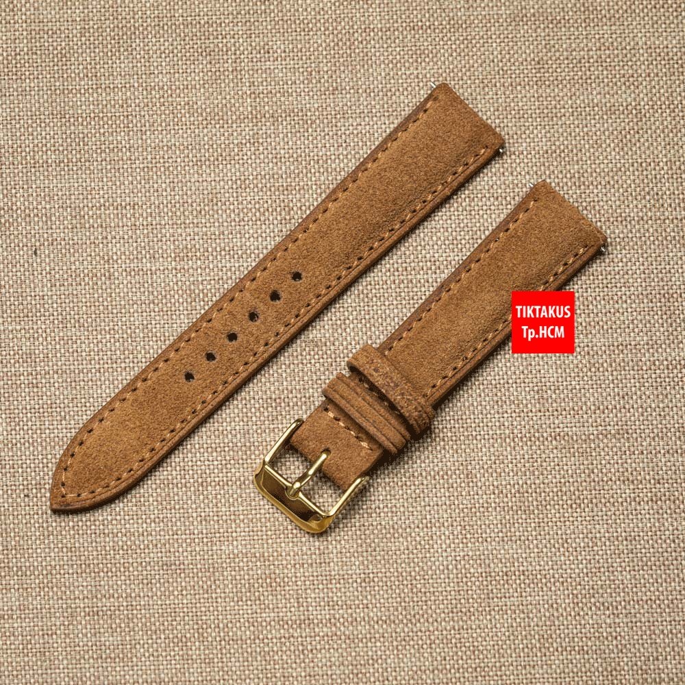 [HCM]Dây đồng hồ nam da bò , da lộn Vintage khóa thép mạ VÀNG Gold, nhiều màu, đủ size cho đồng hồ Thụy Sĩ, đồng hồ Nhật: 18mm - 19mm - 20mm - 21mm - 22mm