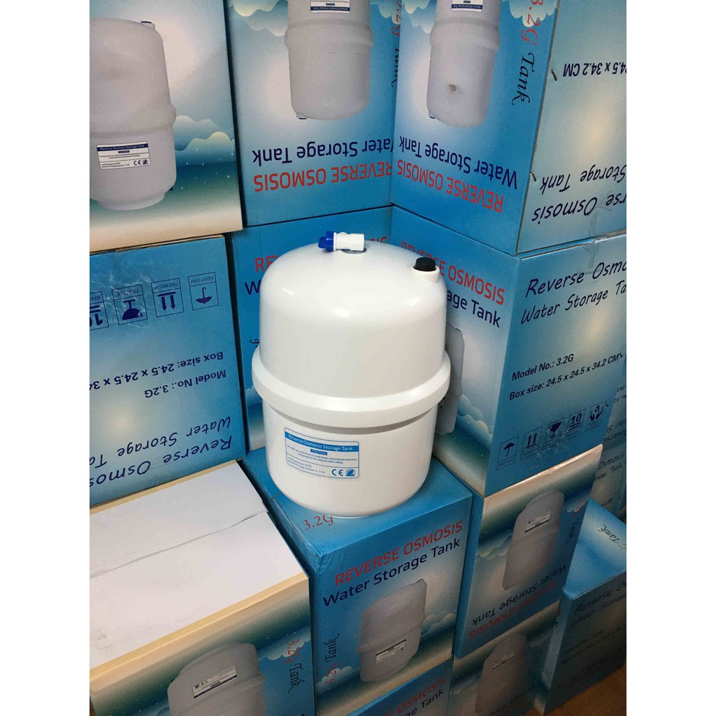 Bình áp nhựa máy lọc nước ro 3.2g kèm van chất liệu cao cấp chất lượng ổn định độ bền cao đẹp dễ lắp ráp an toàn khi sử dụng