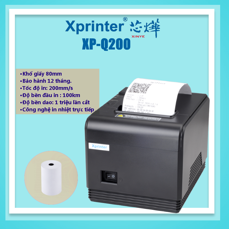 Máy in nhiệt xprinter q200 usb + lan