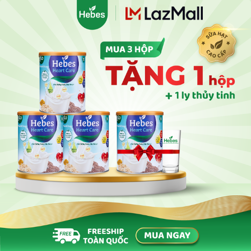 Sữa hạt tim mạch hebes heartcare 800gr mua 3 hộp tặng 1 hộp 800gr