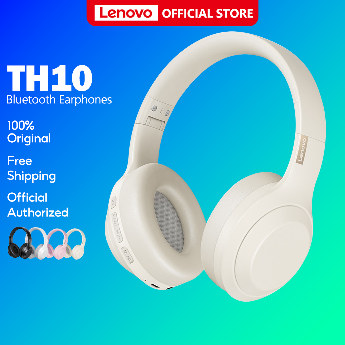 Tai Nghe Bluetooth Lenovo TH10 âm thanh nổi giảm ồn thoải mái chống nước có mic Headphones With HD Music Sports