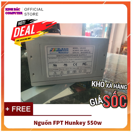 Nguồn Máy Tính FPT Hunkey 550w tặng thêm cáp nguồn phụ 6 pin, hàng nguyên tem
