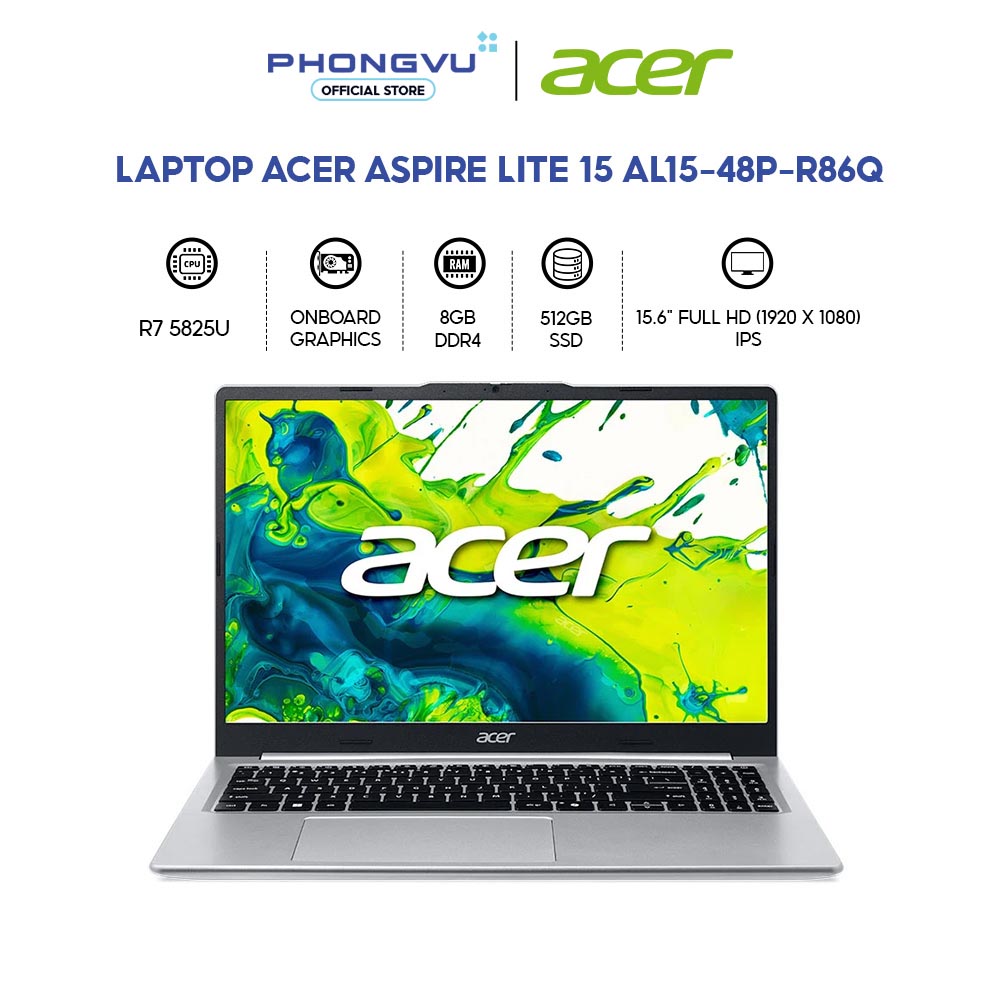 Acer Aspire Lite 15 Al15-48P-R86Q Laptop (Ryzen 7 5825U/ 8Gb/ 512Gb/ Windows 11 Home Sl) - 12-Month Warranty Giá 20,290,000 Đồng*Miễn phí vận chuyển