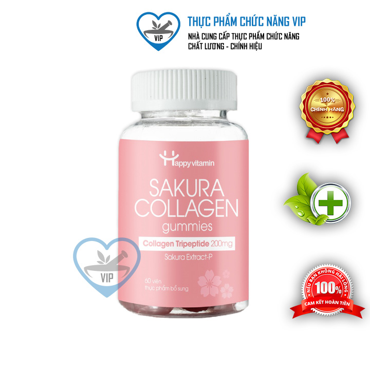 Kẹo Collagen kẹo Trắng Da Happy Vitamin Collagen Sakura Hỗ trợ cải thiện