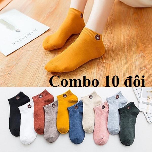 Set 10 đôi tất gấu mềm mịn thoáng mát khử mùi, trộn đủ màu, vớ gấu