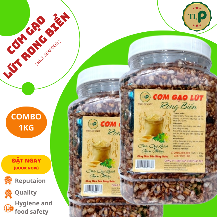 CƠM GẠO LỨT RONG BIỂN TÂN LỘC PHÁT 1KG - COMBO 2 HŨ 500G