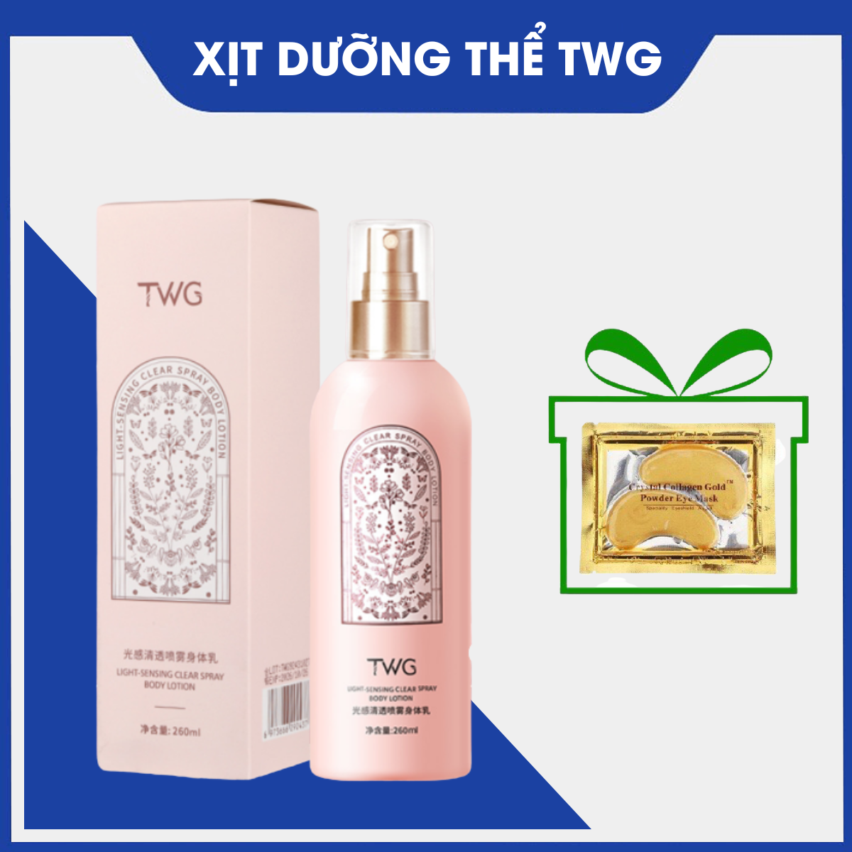 Xịt dưỡng thể trắng da TWG, trắng da cấp ẩm, giảm mụn lưng, mờ thâm giúp da trắng sáng, kem dưỡng da trắng mềm mịn, hồng hào, sữa dưỡng thể toàn thân