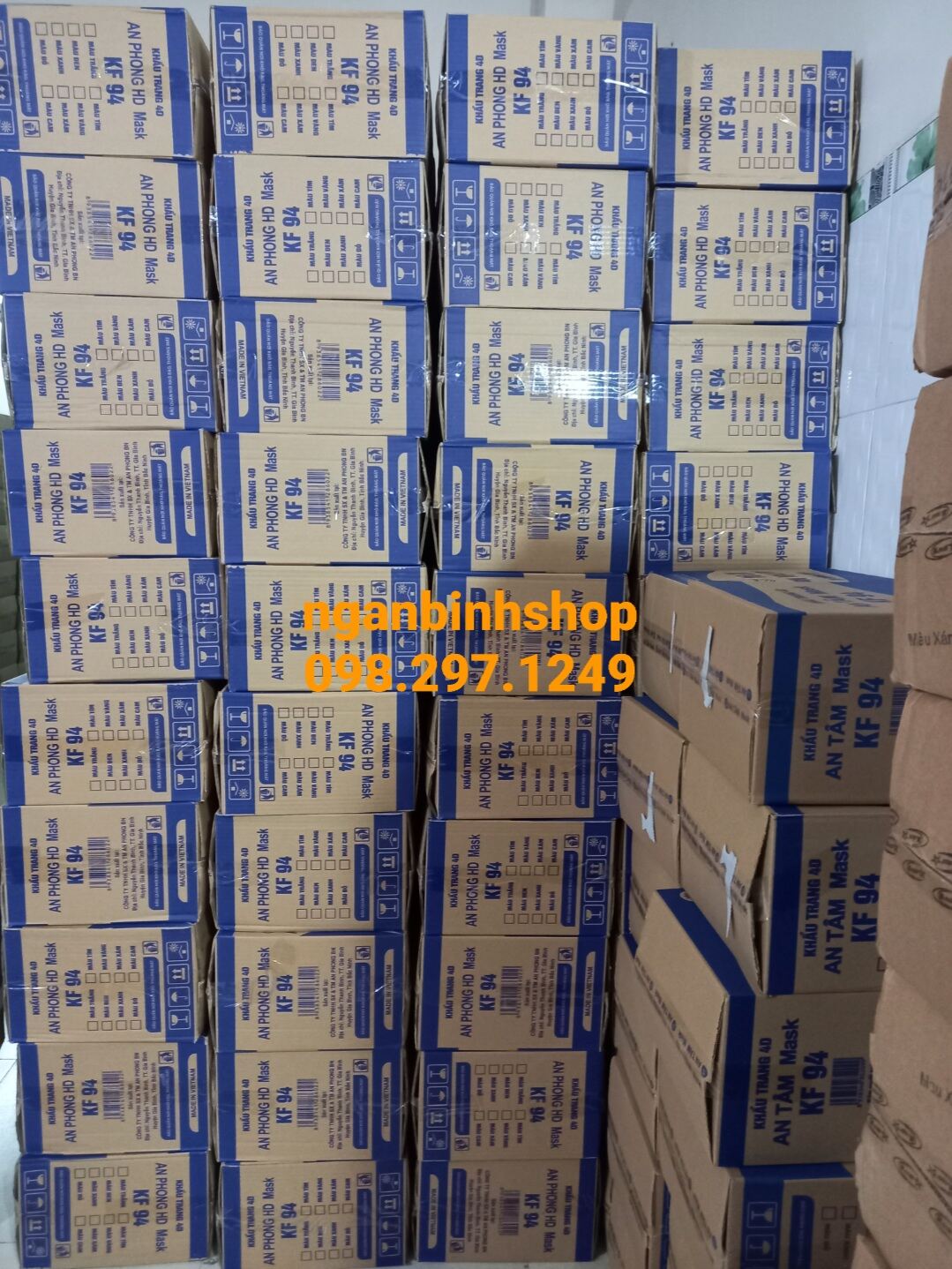 Sỉ thùng 300 cái khẩu trang kf94 an phong 4 lớp kháng khuẩn công nghệ hàn quốc